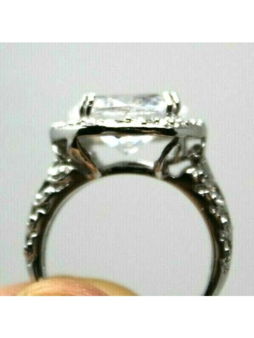 Sterling Silver Rhodium Plated Ring CZ Statement VTG Style Cocktail Sz 6.25  RB2 - Picture 5 of 8